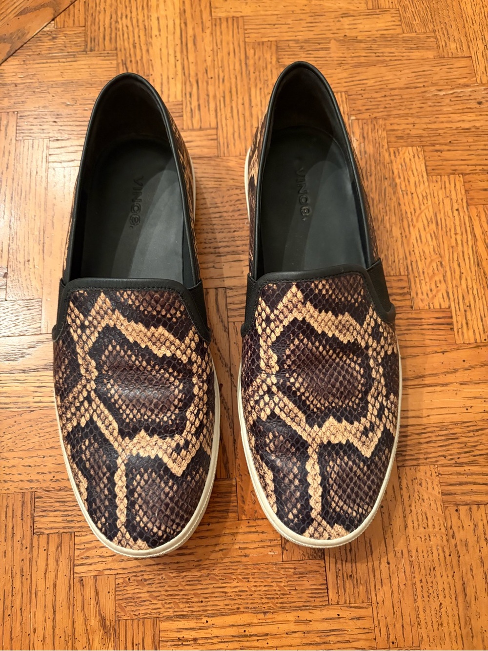 Vince Snake-Print Slip-On Sneakers in Brown